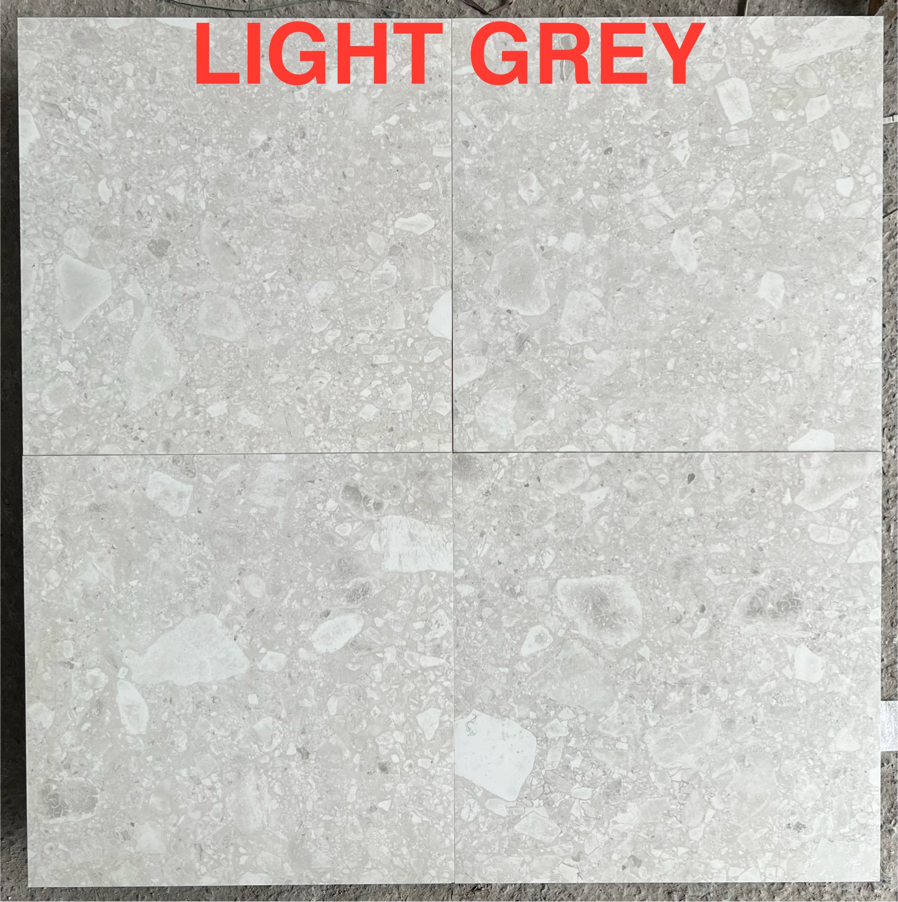 Gạch Terrazzo DSH nhập khẩu Ấn Độ 600x600mm mã Light Grey